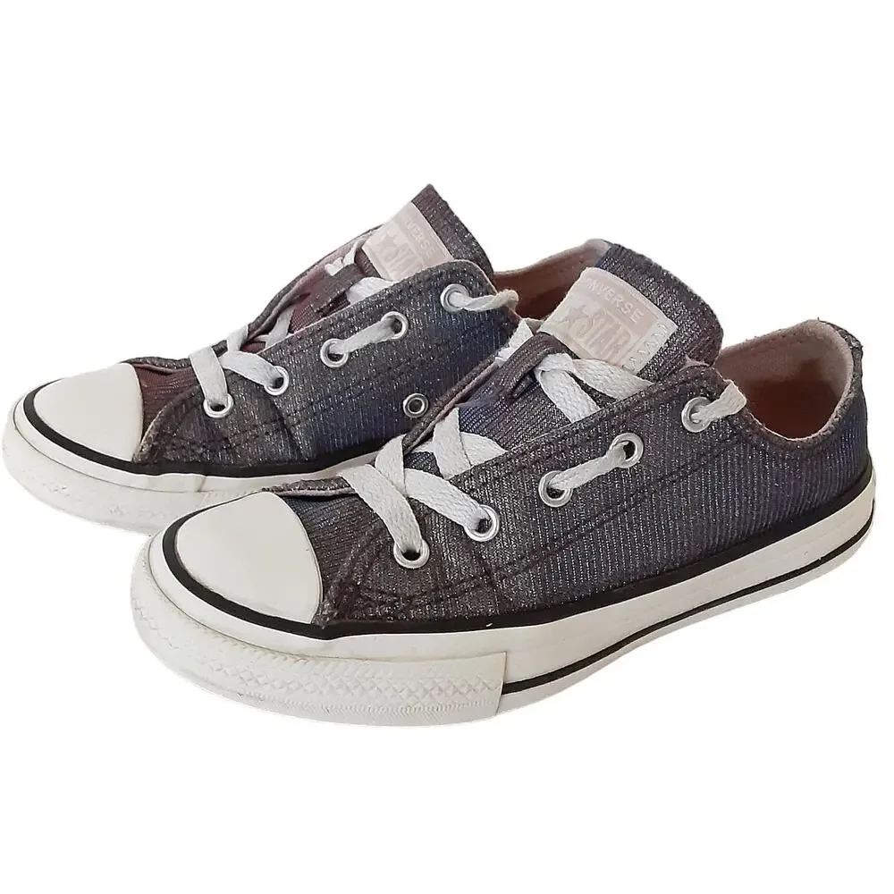 Converse Chuck Taylor All Star Ox Low Top Sneakers Kids Shimmer Purple Girl 13.5